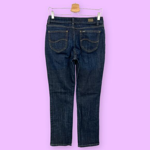 Lee US 8 Short Womens Blue Regular Fit Straight Leg Jeans Dark Wash Mid Rise - Picture 2 of 10
